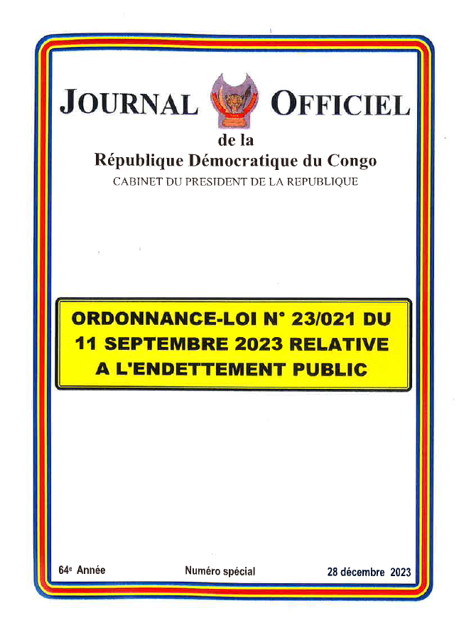 Ordonnance loi du 11 septembre 2023 relative à l'endettement public