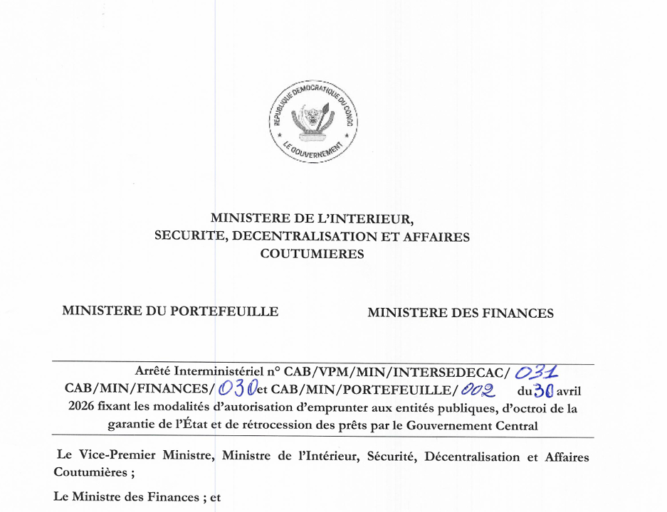 Arreté interministériel du 30 avril 2026